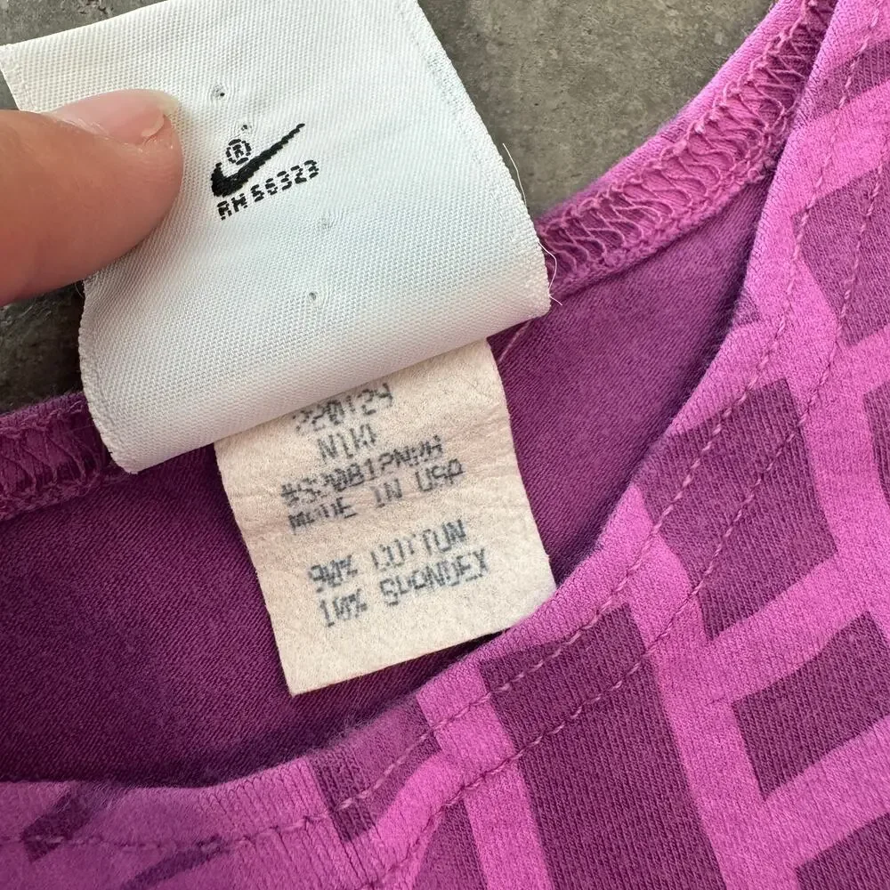 Vintage Y2K Nike Sportswear Elite Purple Cropped T-Shirt Womens M Made In USA